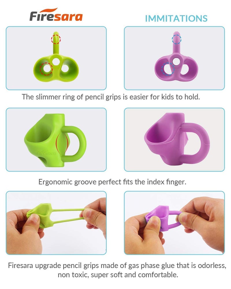 Firesara Pencil Grips  Original Breakthrough Assorted Writing Aid Grip Trainer Posture Correction Finger Grip for Kids Preschoolers Children Adults Special Needs for Lefties or Righties(4PCS) - Image 2